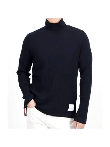 Raglan Roll Neck Virgin Wool Turtleneck Navy - THOM BROWNE - BALAAN 1