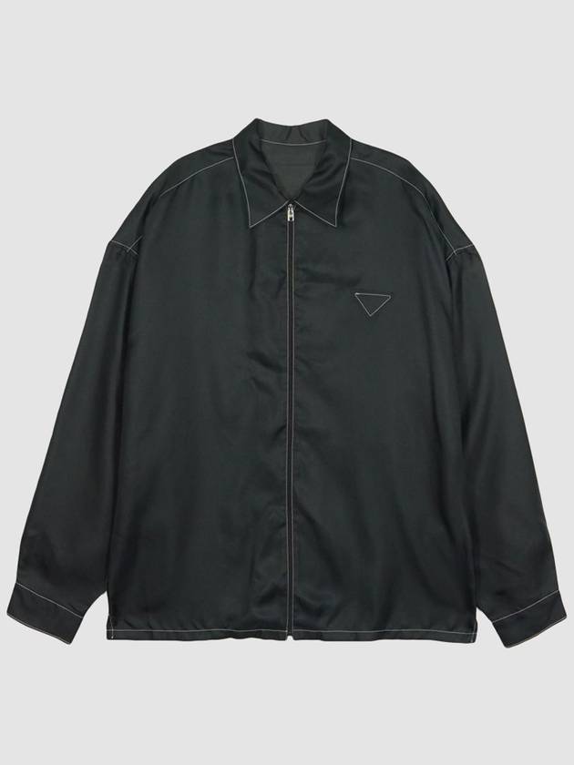 Silk Twill Shirt Black - PRADA - BALAAN 1