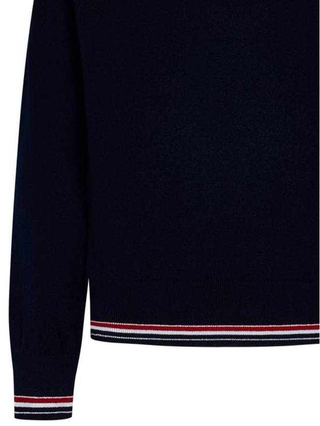 Striped Detail Cashmere Turtleneck Navy - THOM BROWNE - BALAAN 4