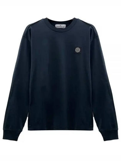 Cotton Jersey Slim Fit Long Sleeve T Shirt Navy Blue - STONE ISLAND - BALAAN 2