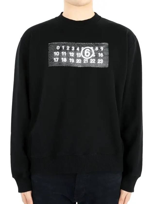 Number Logo Print Cotton Sweatshirt Black - MAISON MARGIELA - BALAAN 3