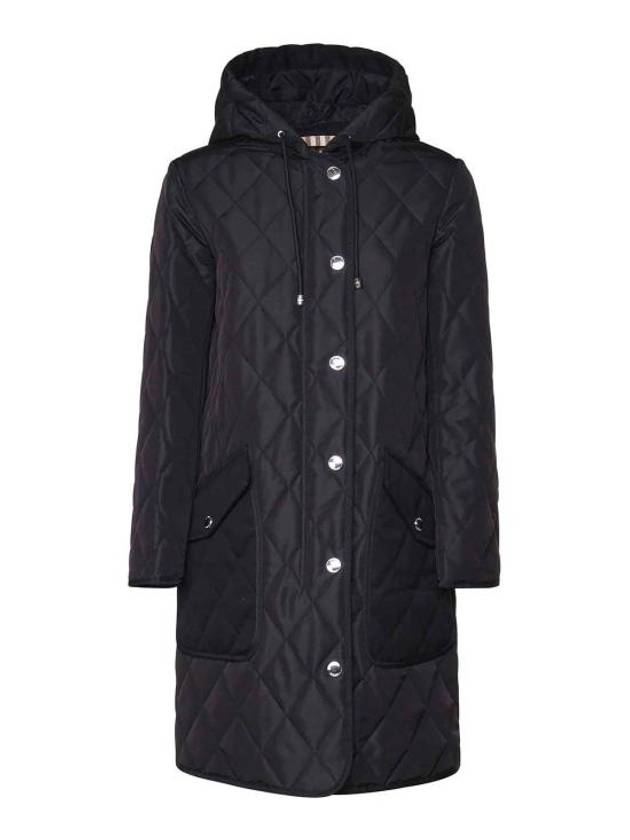 Diamond Quilted Hooded Single Coat Black - BURBERRY - BALAAN 2