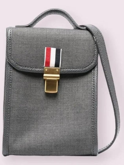 Super 120 Twill Phone Holder Cross Bag Medium Grey - THOM BROWNE - BALAAN 2