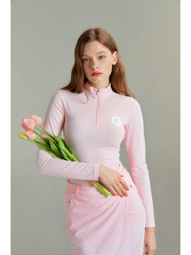 G Logo Air Fit Long Sleeve Half Zip Up Pink - GOXO - BALAAN 1