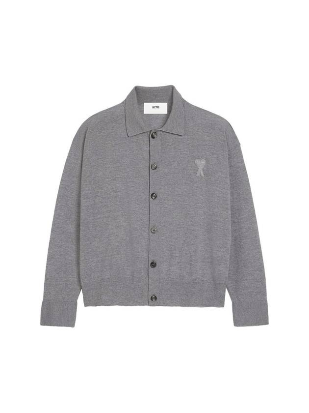 De Coeur Logo Wool Cardigan Heather Grey - AMI - BALAAN 2