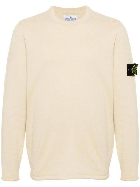 Raw Hand Cotton Crewneck Knit Top Beige - STONE ISLAND - BALAAN 1