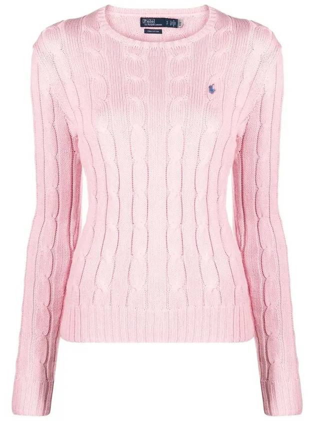 Embroidered Logo Pony Cable Knit Top Pink - POLO RALPH LAUREN - BALAAN 3