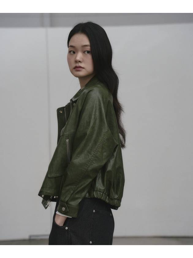 Overfit string eco leather jacket Green - THE GREEN LAB - BALAAN 4