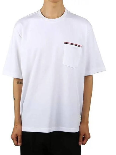 Cotton Oversized Pocket Short Sleeve T-Shirt White - THOM BROWNE - BALAAN 2