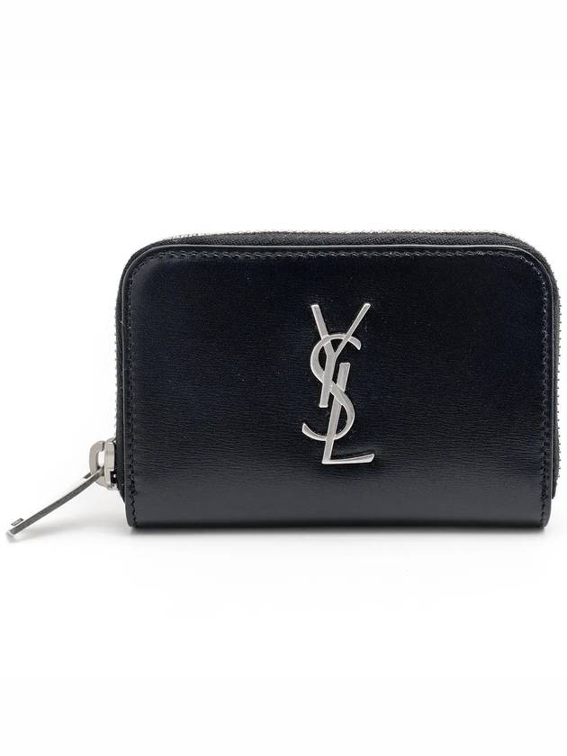 Monogram Zipper Silver Card Wallet Black - SAINT LAURENT - BALAAN 3