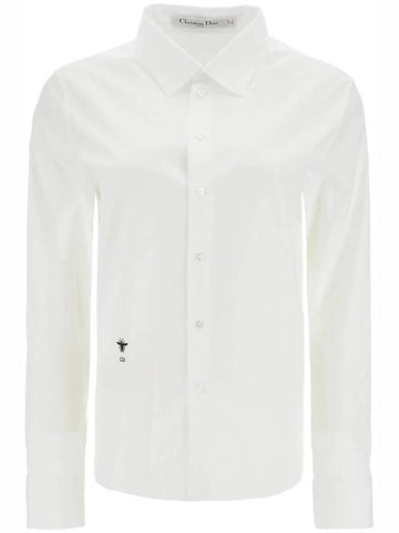 CD Embroidered Cotton Shirt White - DIOR - BALAAN 1