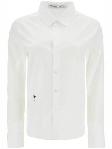 CD Embroidered Cotton Shirt White - DIOR - BALAAN 1