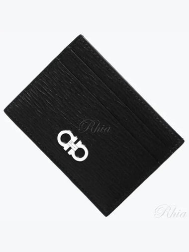 Men s Double Gancini Card Wallet 66 A387 NERO PEBBLE 0704957 - SALVATORE FERRAGAMO - BALAAN 1