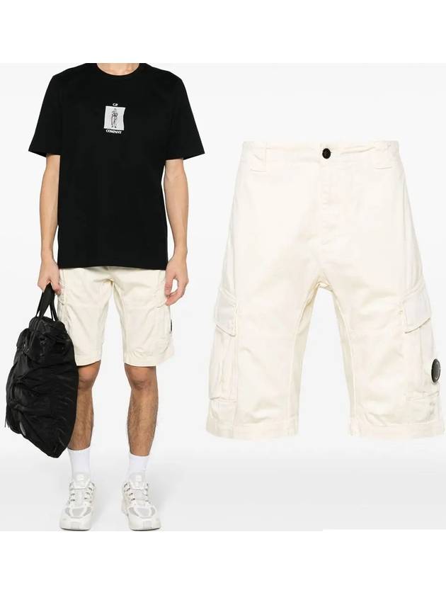 Stretch Satin Cargo Shorts Beige - CP COMPANY - BALAAN 2