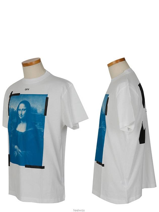 Mona Lisa Print Round Short Sleeve T-Shirt - OFF WHITE - BALAAN 4