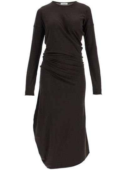 Long sleeve twist midi dress dark espresso - LEMAIRE - BALAAN 2