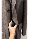 Men's Wool Cashmere Calfskin Maxi Pocket Herringbone Coat - HERMES - BALAAN 5