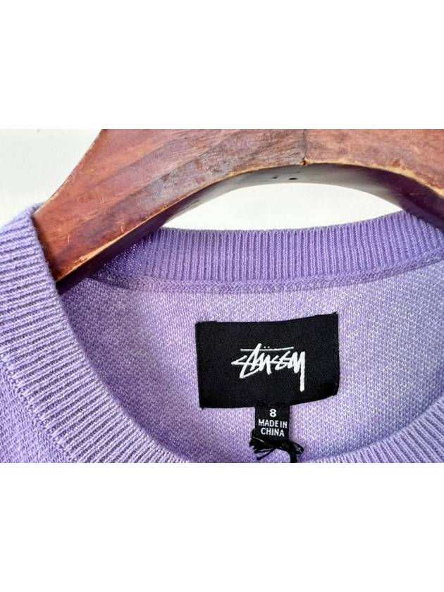 Women's Logo Knit Vest Purple - STUSSY - BALAAN 8