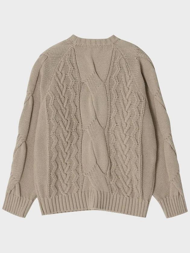 Heavy Multi Cable Knit Top Beige - NOIRER FOR WOMEN - BALAAN 4