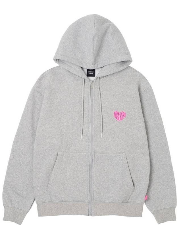 Men's Heart Print Hoodie Grey - STOCKHOLM SYNDROME - BALAAN 3