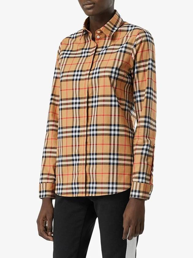 Vintage Check Cotton Oversized Shirt Antique Yellow - BURBERRY - BALAAN 3