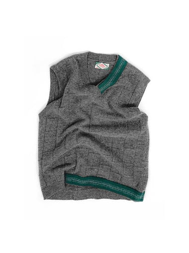 Men's V-neck Knit Vest Gray I1WV01GE - IOEDLE - BALAAN 1