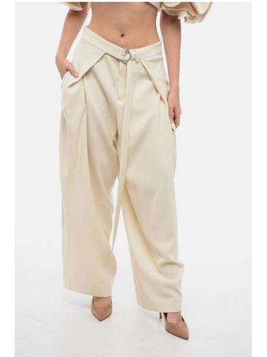 Belt Wide Pants Ivory - AMI - BALAAN 1