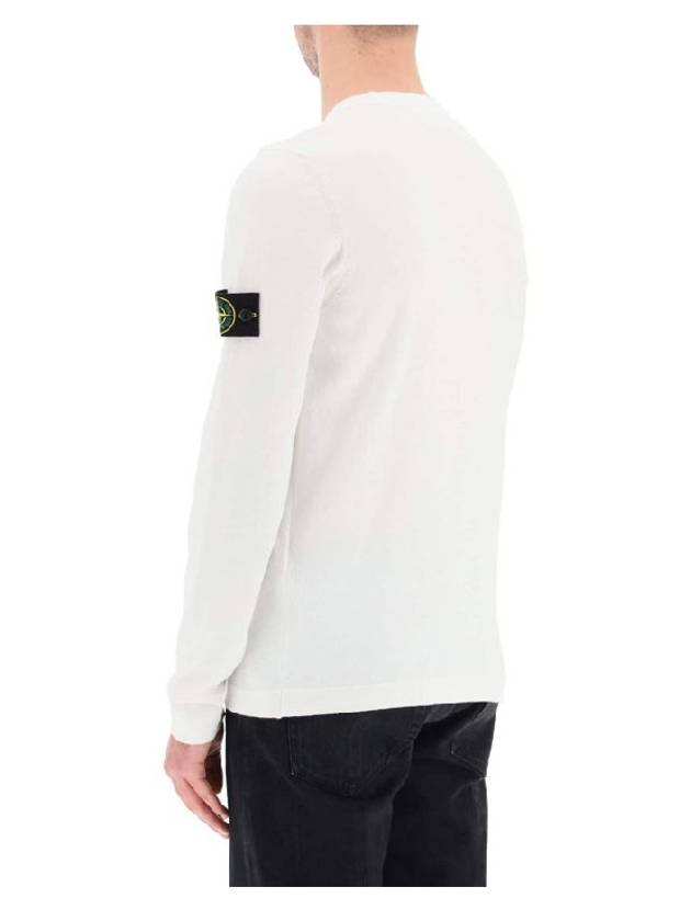 Men's Wappen Patch Crew Neck Cotton Knit Top White - STONE ISLAND - BALAAN 6