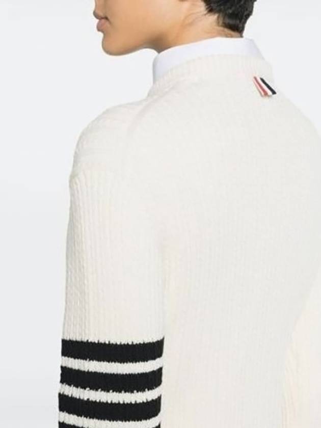 4 Bar Stripe Cable Knit Top White - THOM BROWNE - BALAAN 5