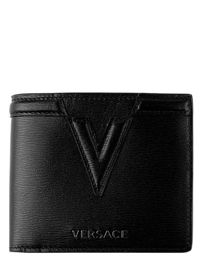 Logo Bifold Leather Half Wallet Black - VERSACE - BALAAN 2