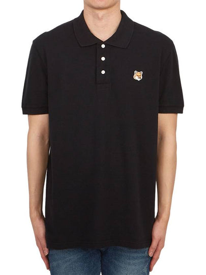 Fox Head Patch Cotton Polo Shirt Black - MAISON KITSUNE - BALAAN 2