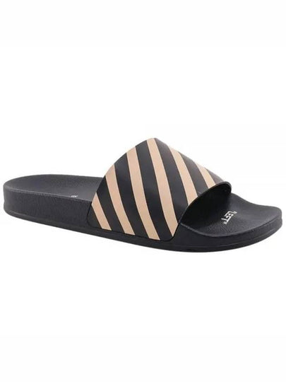 Diag Stripe Print Slippers Black Beige - OFF WHITE - BALAAN 2