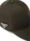 Re-Nylon Triangle Logo Baseball Cap Khaki - PRADA - BALAAN 4