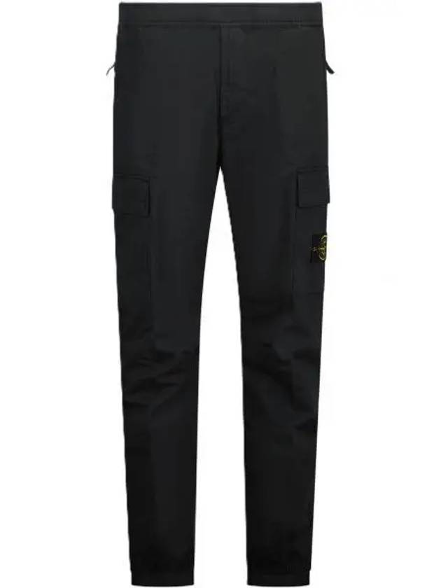 Garment Dyed Cotton Wool Satin Cargo Track Pants Black - STONE ISLAND - BALAAN 2