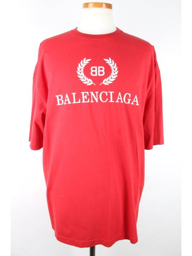 BB Laurel Logo Short Sleeve T Shirt Red M - BALENCIAGA - BALAAN 2