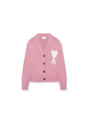 Big Heart Embroidered Logo Cardigan Pale Pink - AMI - BALAAN 2