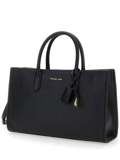 'Scarlett' Black Handbag With Logo Lettering On The Front And Hanging Key Fob In Grained Leather Woman - MICHAEL KORS - BALAAN 2