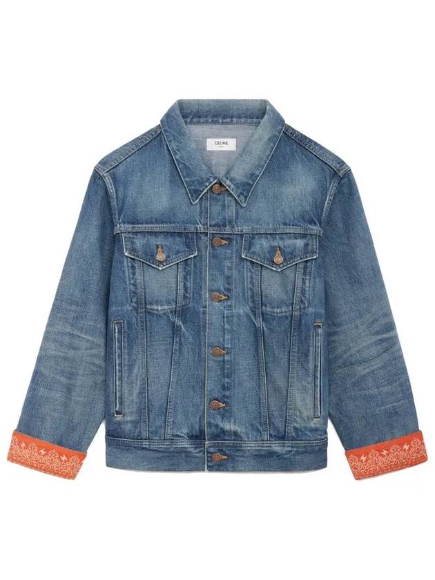 Union Washing Bandana Trucker Denim Jacket Blue - CELINE - BALAAN 2