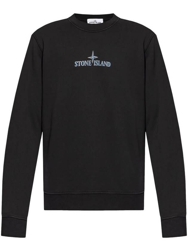 Cotton Fleece Crew Neck Sweatshirt Black - STONE ISLAND - BALAAN 2