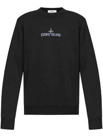 Cotton Fleece Crew Neck Sweatshirt Black - STONE ISLAND - BALAAN 2