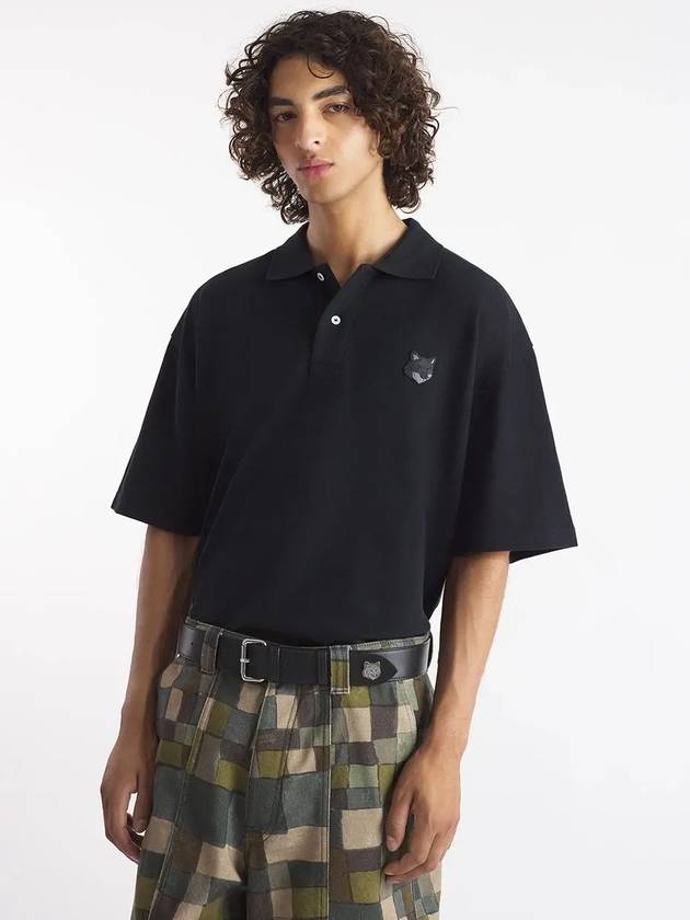 Bold Fox Head Patch Oversized Polo Shirt Black - MAISON KITSUNE - BALAAN 5