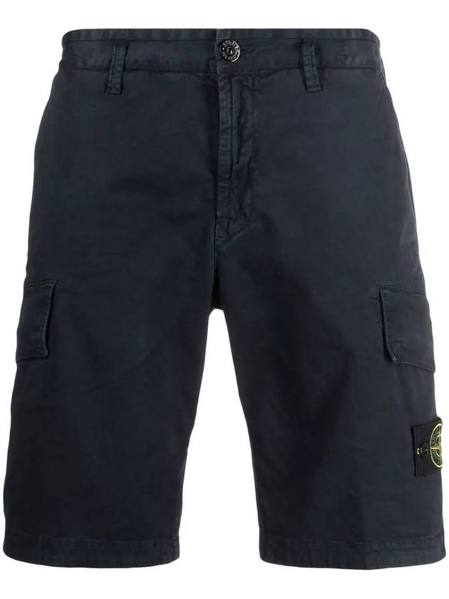 Logo Patch Cargo Bermuda Shorts Navy - STONE ISLAND - BALAAN 1