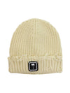 Logo Patch Fraided Edge Beanie Beige - PALM ANGELS - BALAAN 2