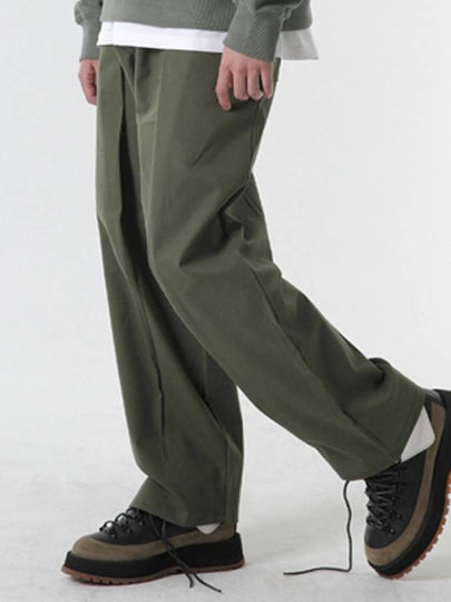 Reverse Pin Tuck Cotton Span Banding Wide Pants Khaki - CODE I'M - BALAAN 2