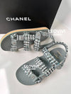 CC logo tweed strap velcro sandals light gray 36 G39986 - CHANEL - BALAAN 5