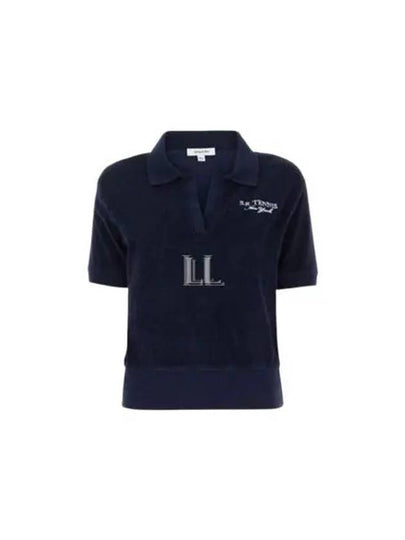 SR Tennis Terry Cloth Effect Polo Shirt Navy - SPORTY & RICH - BALAAN 2