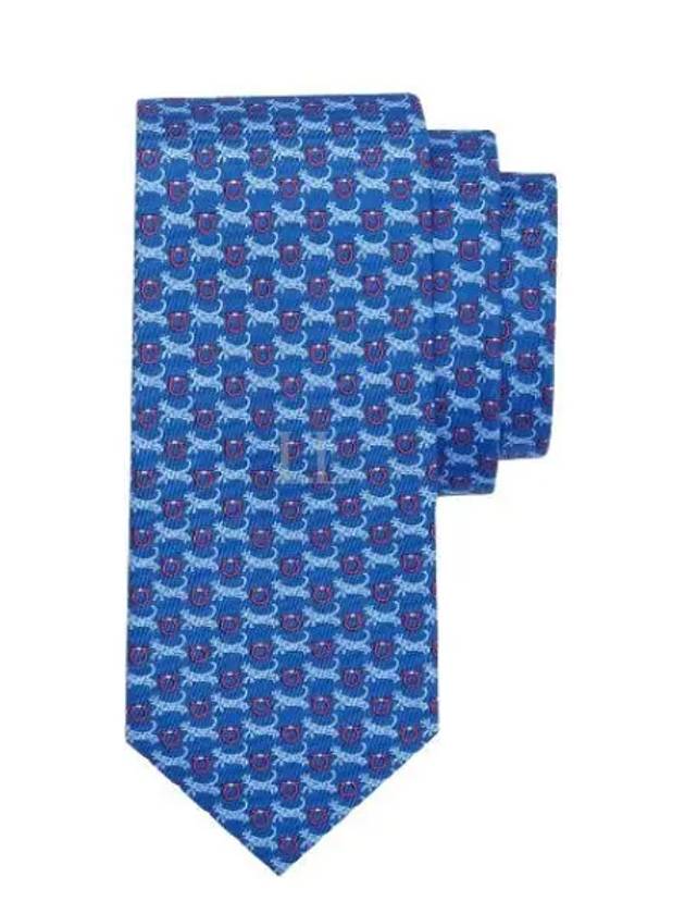 Tiger Print Silk Tie Blue - SALVATORE FERRAGAMO - BALAAN 2