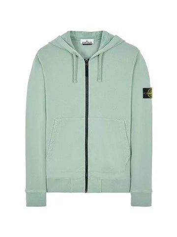 Wappen Patch Cotton Fleece Zip Up Hoodie Sage Green - STONE ISLAND - BALAAN 1