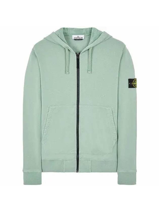 Wappen Patch Cotton Fleece Zip Up Hoodie Sage Green - STONE ISLAND - BALAAN 1