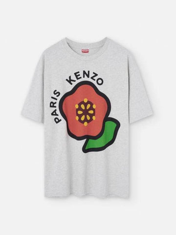 Logo Print Short Sleeve T-Shirt Grey - KENZO - BALAAN 1